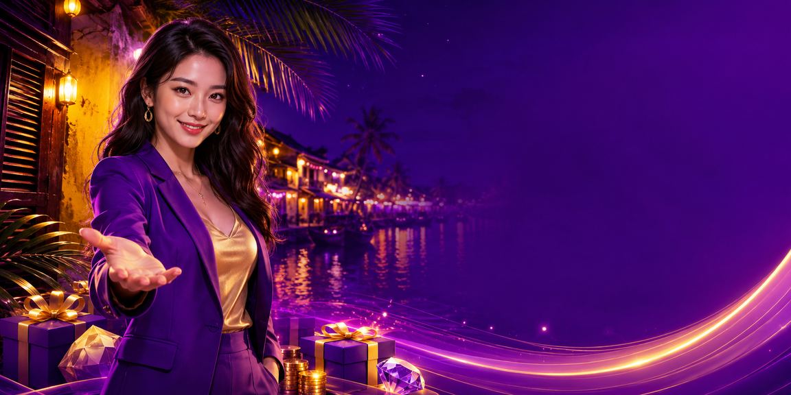 Biển neon bonus và VIP rực rỡ về đêm tại Hội An